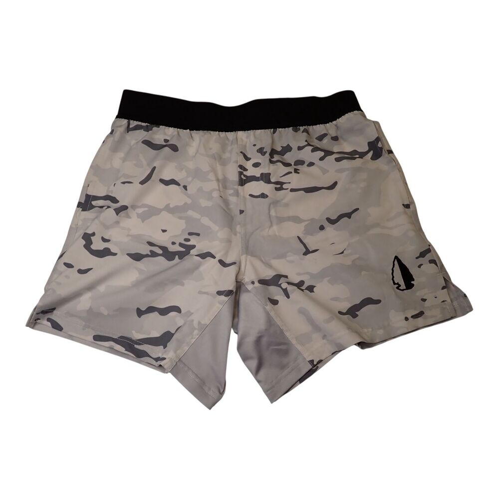 TACHUNTFISH Shorts Medium Gray Snow Camouflage Swim Gym Elastic Waist Tactical